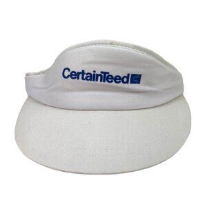 Vintage CertainTeed White Adjustable Visor Hat 75% Cotton 25% Polyester 33f